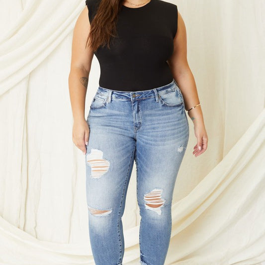 Mid Rise Ankle Skinny Jeans | Plus Size