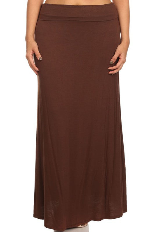 Solid High Waisted A-line Maxi Skirt | Plus Size Solid High Waisted A-line Maxi Skirt | Plus Size Skirt The Shop Room