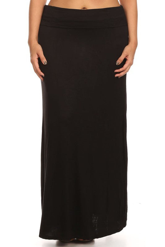 Solid High Waisted A-line Maxi Skirt | Plus Size Solid High Waisted A-line Maxi Skirt | Plus Size Skirt The Shop Room