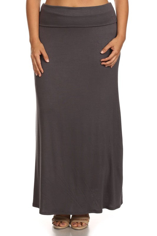 Solid High Waisted A-line Maxi Skirt | Plus Size Solid High Waisted A-line Maxi Skirt | Plus Size Skirt The Shop Room