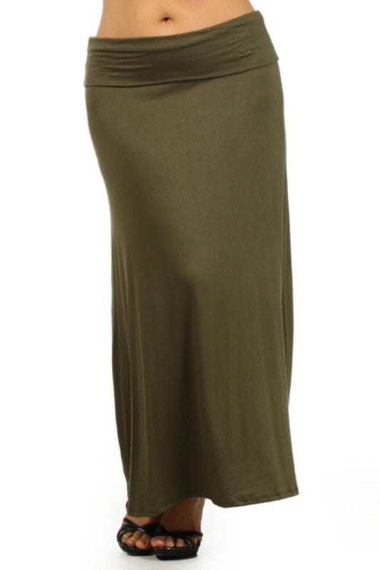 Solid High Waisted A-line Maxi Skirt | Plus Size Solid High Waisted A-line Maxi Skirt | Plus Size Skirt The Shop Room