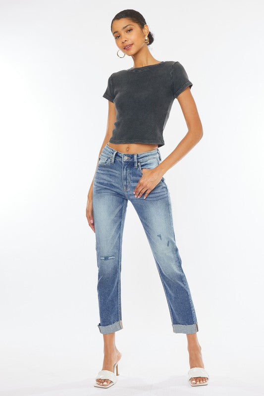 High Rise Cuffed Slim Straight Jeans High Rise Cuffed Slim Straight Jeans Pants The Shop Room