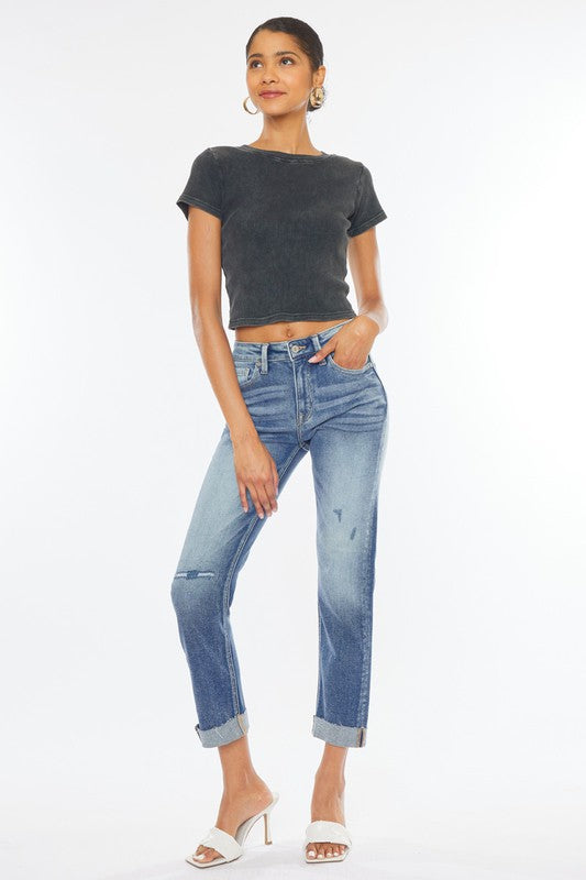 High Rise Cuffed Slim Straight Jeans High Rise Cuffed Slim Straight Jeans Pants The Shop Room