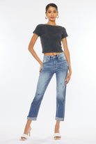 High Rise Cuffed Slim Straight Jeans High Rise Cuffed Slim Straight Jeans Pants The Shop Room