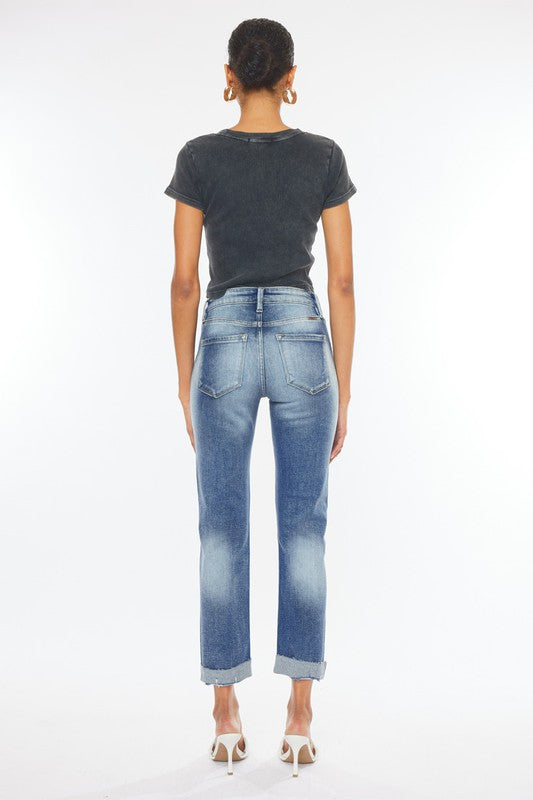 High Rise Cuffed Slim Straight Jeans High Rise Cuffed Slim Straight Jeans Pants The Shop Room