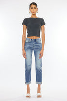 High Rise Cuffed Slim Straight Jeans High Rise Cuffed Slim Straight Jeans Pants The Shop Room