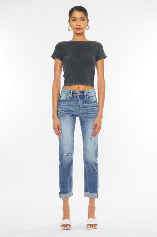 High Rise Cuffed Slim Straight Jeans High Rise Cuffed Slim Straight Jeans Pants The Shop Room