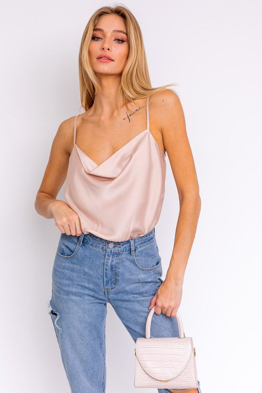 Spaghetti Strap Cowl Neck Bodysuit Spaghetti Strap Cowl Neck Bodysuit Top The Shop Room