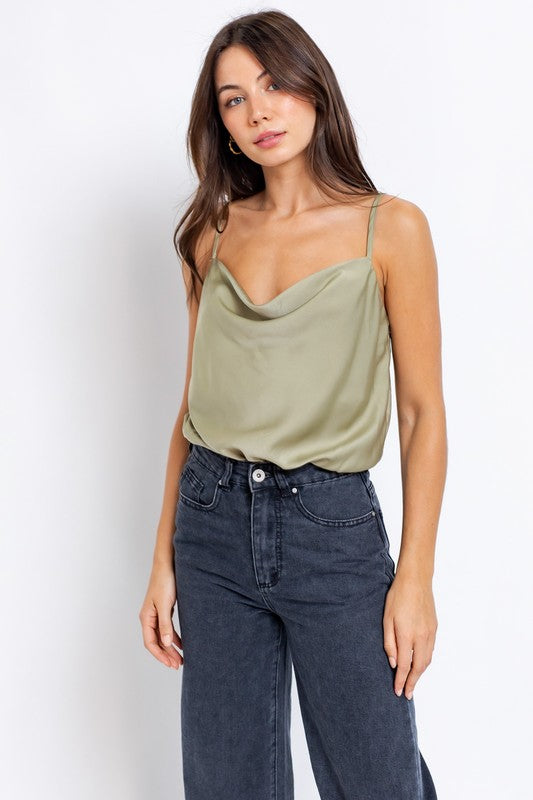 Spaghetti Strap Cowl Neck Bodysuit Spaghetti Strap Cowl Neck Bodysuit Top The Shop Room