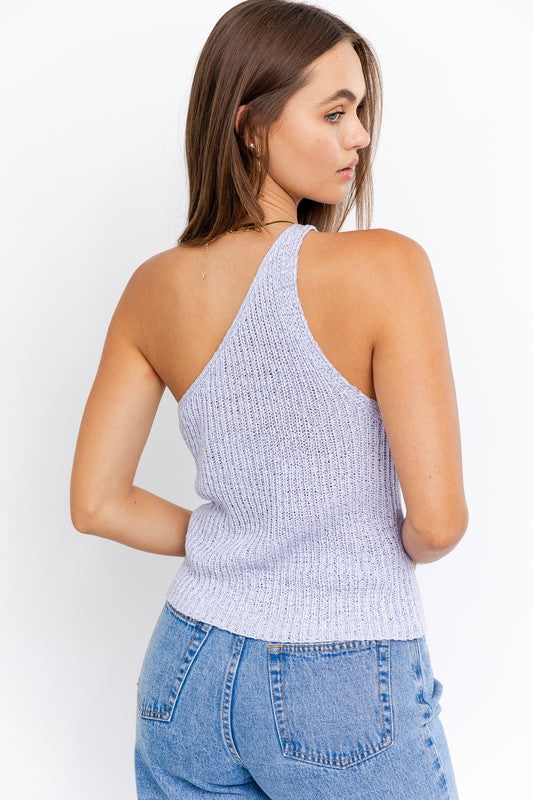 One Shoulder Tape Yarn Knit Top One Shoulder Tape Yarn Knit Top Top The Shop Room