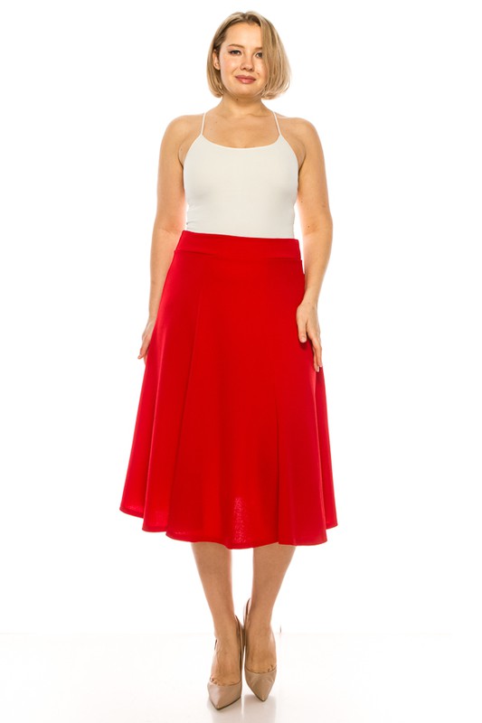 Elegant Edge Paneled A-line Midi Skirt | Plus Size Elegant Edge Paneled A-line Midi Skirt | Plus Size Skirt The Shop Room