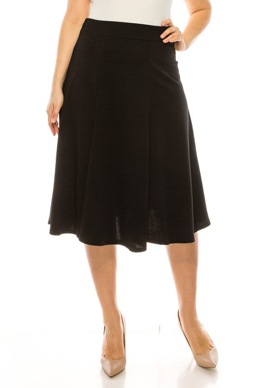 Elegant Edge Paneled A-line Midi Skirt | Plus Size Elegant Edge Paneled A-line Midi Skirt | Plus Size Skirt The Shop Room