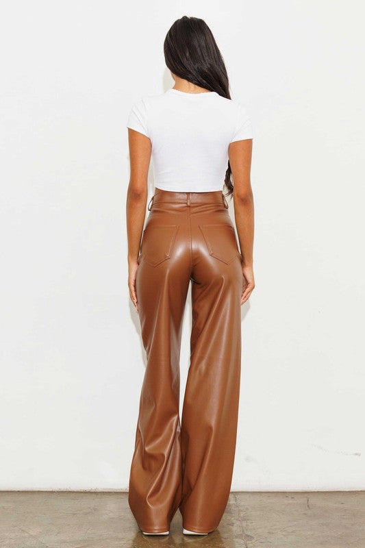 Vegan Leather Wide Leg Pants Vegan Leather Wide Leg Pants Pants The Shop Room