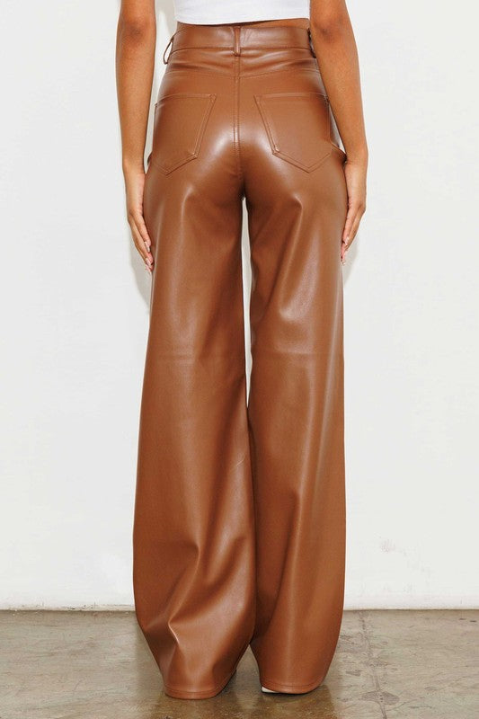 Vegan Leather Wide Leg Pants Vegan Leather Wide Leg Pants Pants The Shop Room