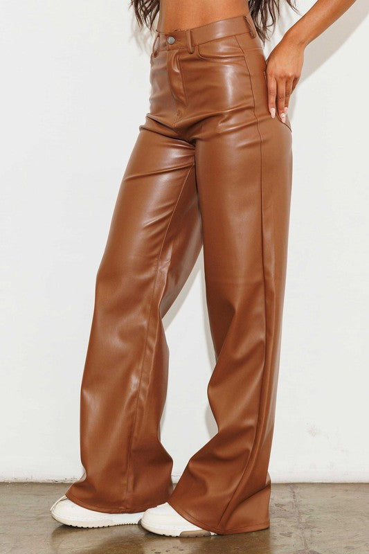 Vegan Leather Wide Leg Pants Vegan Leather Wide Leg Pants Pants The Shop Room