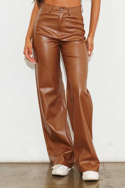 Vegan Leather Wide Leg Pants Vegan Leather Wide Leg Pants Pants The Shop Room