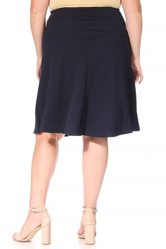 Solid A-line Knee Length Skirt | Plus Size Solid A-line Knee Length Skirt | Plus Size Skirt The Shop Room