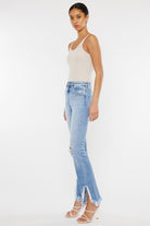 High Rise Leg Distress Bootcut Jeans High Rise Leg Distress Bootcut Jeans Pants The Shop Room