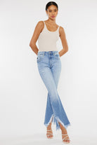 High Rise Leg Distress Bootcut Jeans High Rise Leg Distress Bootcut Jeans Pants The Shop Room