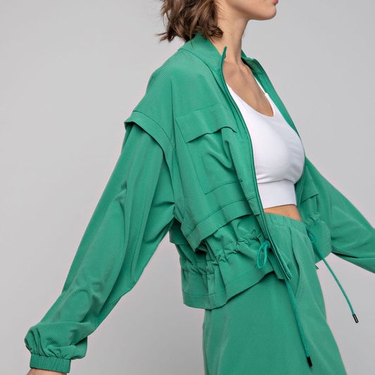 Crinkle Woven Cropped Jacket