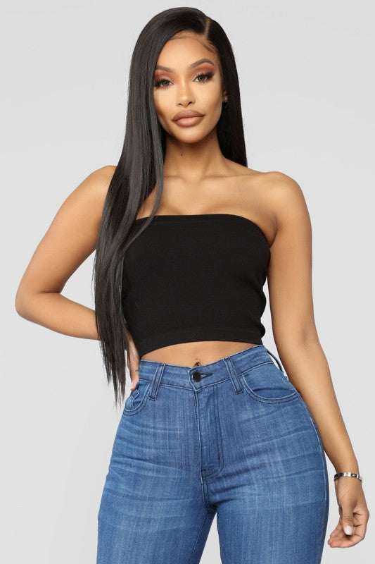 Solid Ribbed Seamless Bandeau | Crop Top Solid Ribbed Seamless Bandeau | Crop Top Top The Shop Room