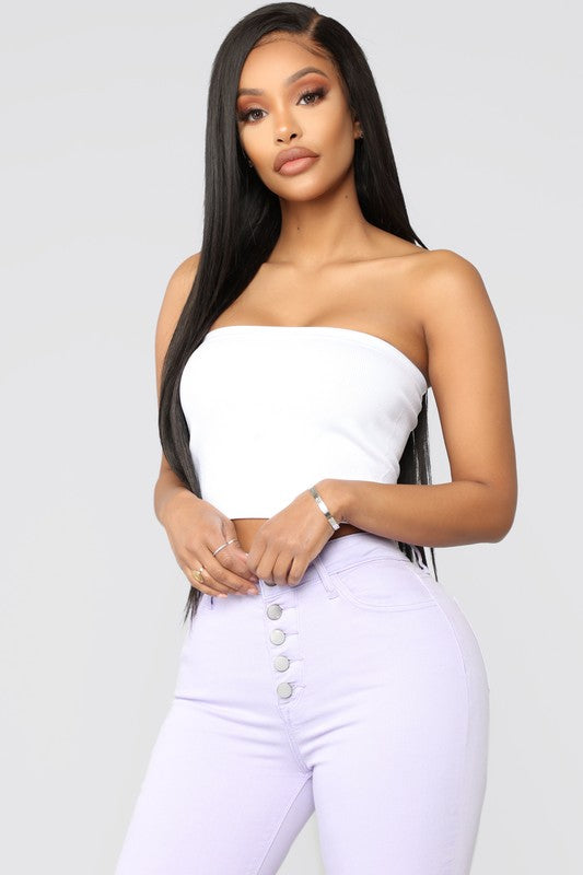 Solid Ribbed Seamless Bandeau | Crop Top Solid Ribbed Seamless Bandeau | Crop Top Top The Shop Room