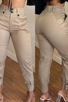 High Waist Buttoned Pocket Design Pants High Waist Buttoned Pocket Design Pants Pants The Shop Room