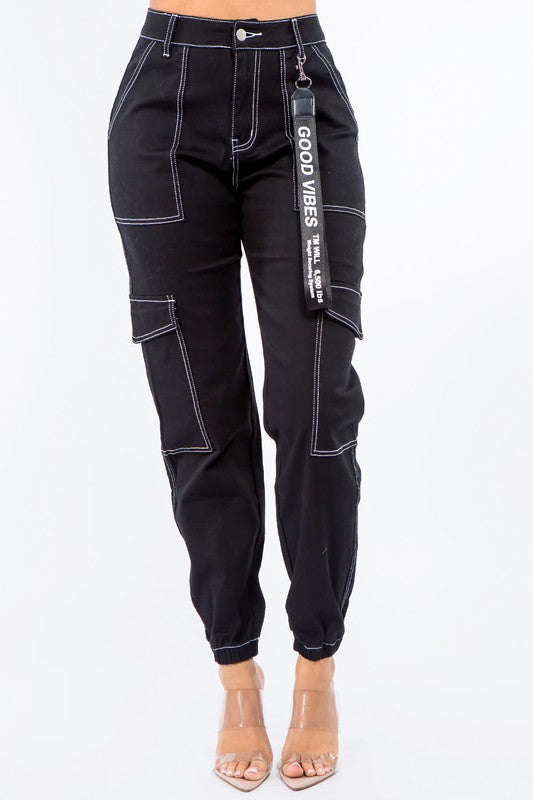 High Waist Good Vibes Cargo Jogger Pants High Waist Good Vibes Cargo Jogger Pants Pants The Shop Room