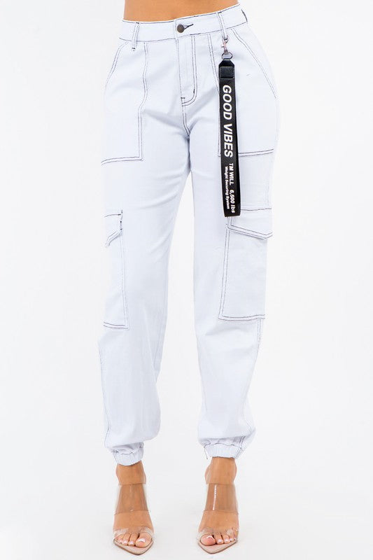 High Waist Good Vibes Cargo Jogger Pants High Waist Good Vibes Cargo Jogger Pants Pants The Shop Room