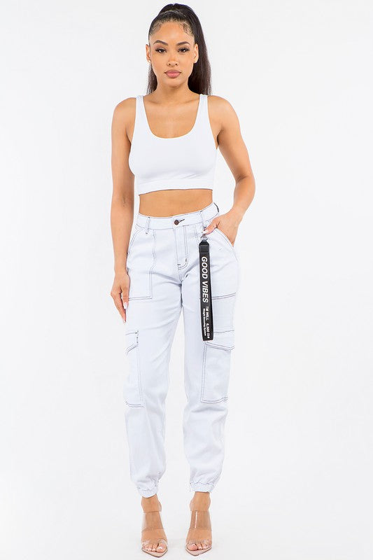 High Waist Good Vibes Cargo Jogger Pants High Waist Good Vibes Cargo Jogger Pants Pants The Shop Room