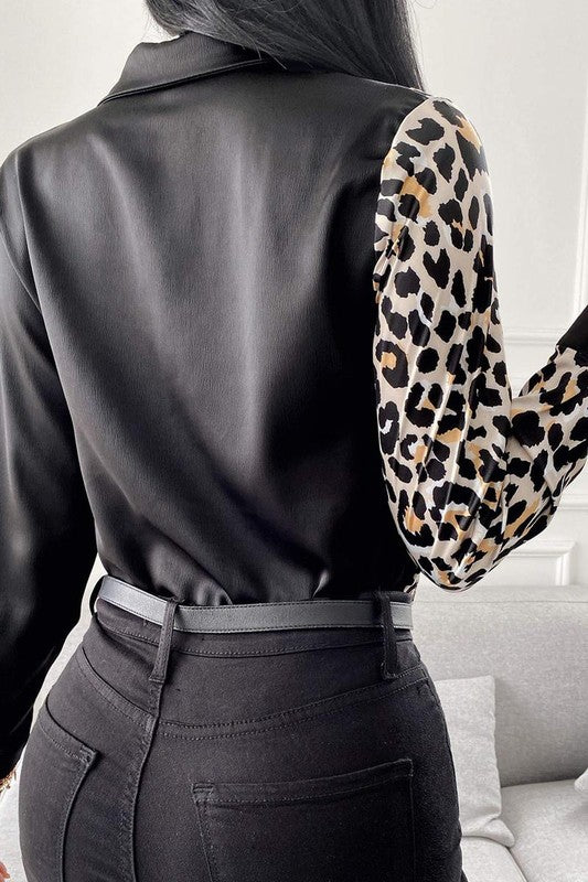 Leopard Print Long Sleeve Button Design Shirt Leopard Print Long Sleeve Button Design Shirt Top The Shop Room