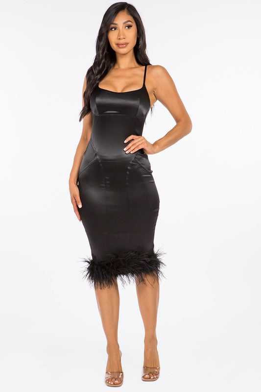 Midi Dress | Back Slit | Bottom Fur Detail Midi Dress | Back Slit | Bottom Fur Detail Dress The Shop Room