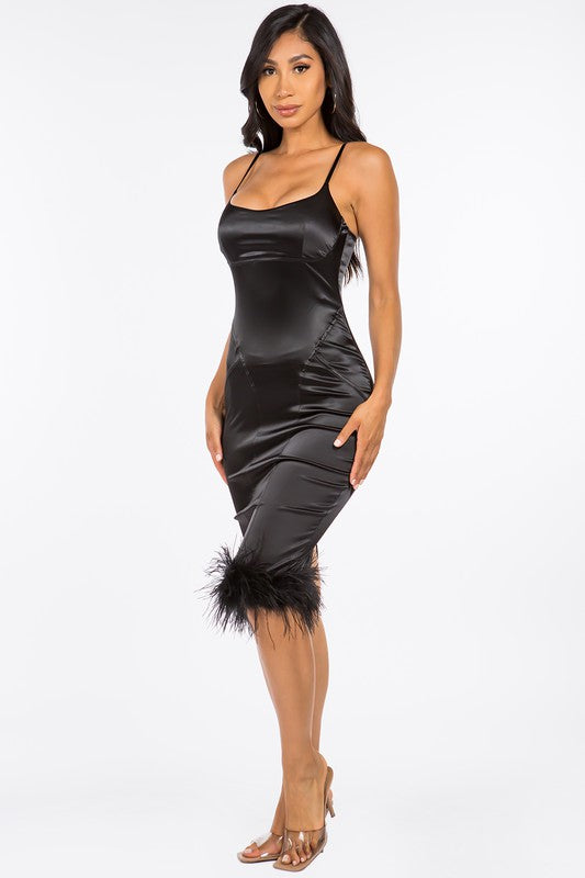 Midi Dress | Back Slit | Bottom Fur Detail Midi Dress | Back Slit | Bottom Fur Detail Dress The Shop Room