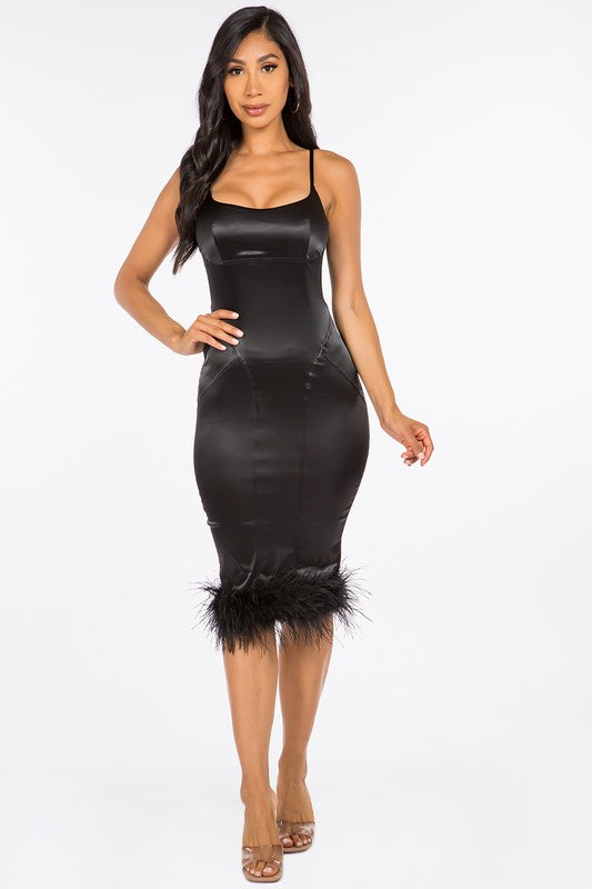 Midi Dress | Back Slit | Bottom Fur Detail Midi Dress | Back Slit | Bottom Fur Detail Dress The Shop Room