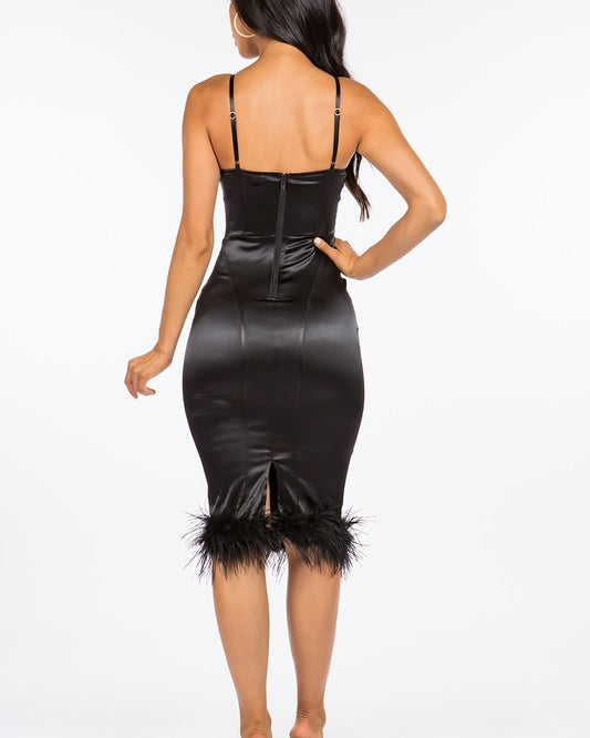 Midi Dress | Back Slit | Bottom Fur Detail Midi Dress | Back Slit | Bottom Fur Detail Dress The Shop Room
