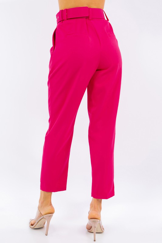 Solid Belted High Waist Dressy Pants Solid Belted High Waist Dressy Pants Pants The Shop Room