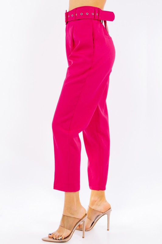 Solid Belted High Waist Dressy Pants Solid Belted High Waist Dressy Pants Pants The Shop Room