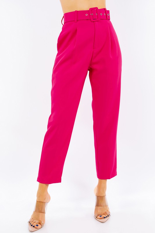 Solid Belted High Waist Dressy Pants Solid Belted High Waist Dressy Pants Pants The Shop Room