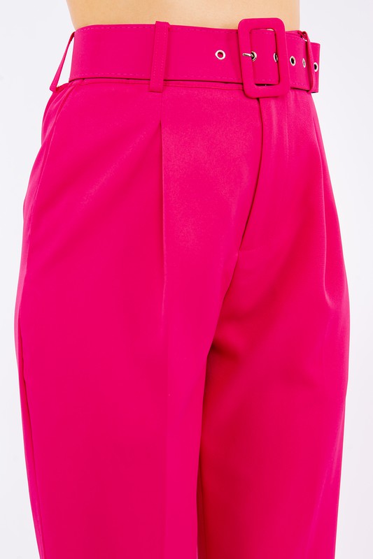 Solid Belted High Waist Dressy Pants Solid Belted High Waist Dressy Pants Pants The Shop Room