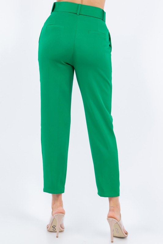 Solid Belted High Waist Dressy Pants Solid Belted High Waist Dressy Pants Pants The Shop Room