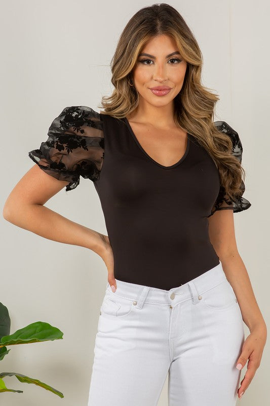 Solid Mesh Short Sleeve Bodysuit Solid Mesh Short Sleeve Bodysuit Top The Shop Room