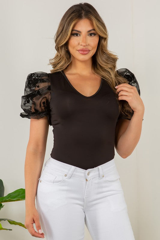 Solid Mesh Short Sleeve Bodysuit Solid Mesh Short Sleeve Bodysuit Top The Shop Room